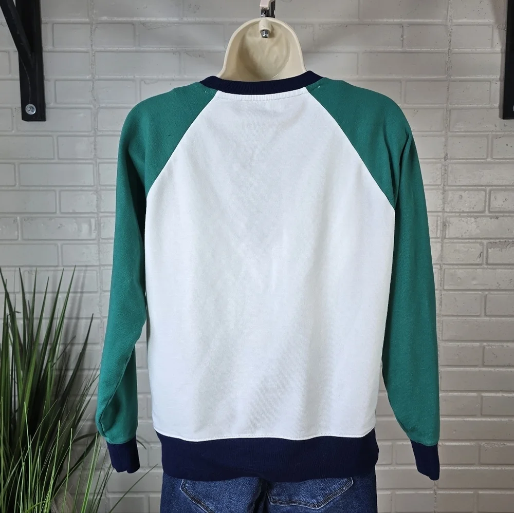 J Crew Green Raglan Sleeve Jersey Lightweight Sweater Oversized Extra Small
